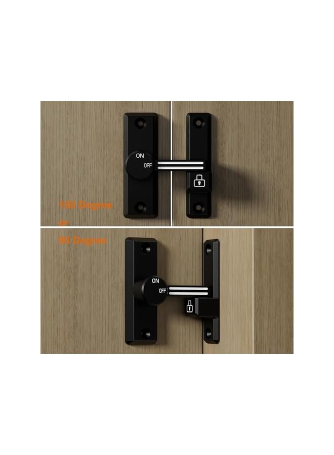 promass Flip Latch Lock, 90/180 Degree Left/Right-Opening Sliding/Swinging Door Lock Bolt for Home Security Gate, Barn, Garage, Garden Fence, Shed, Window, Cabinet (Black + Luminous) - Image 3