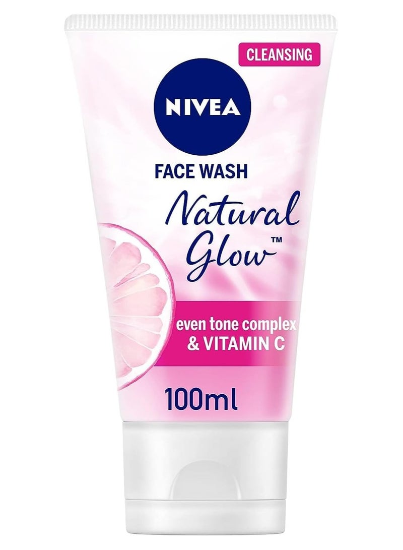 NIVEA Pack of 2X100ml Face Wash Cleanser, Natural Glow, Even Skin Tone - Image 2