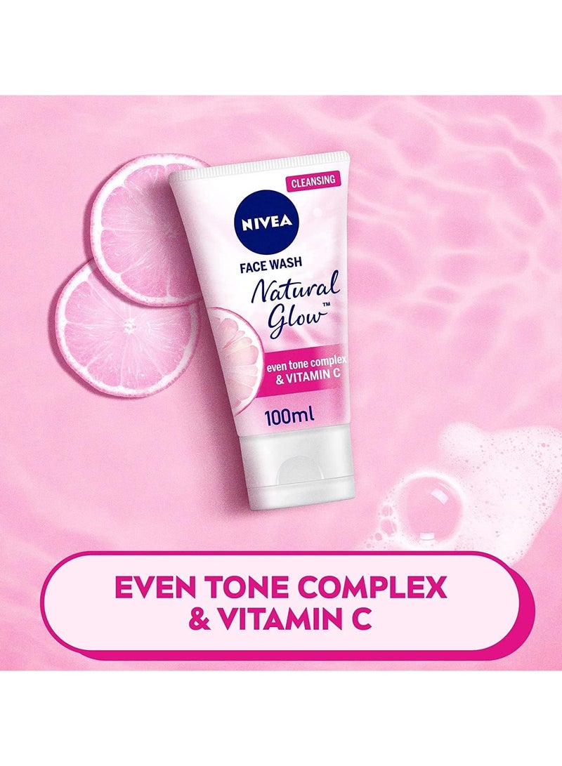 NIVEA Pack of 2X100ml Face Wash Cleanser, Natural Glow, Even Skin Tone - Image 4