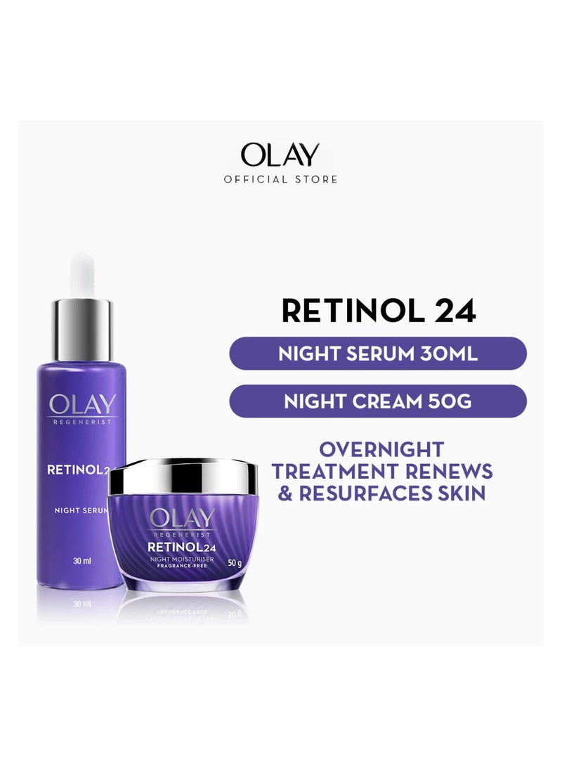 OLAY Regenerist Retinol 24 Night Moisturizer (50g) + Regenerist Retinol 24 Night Facial Serum (30ml) - Image 1