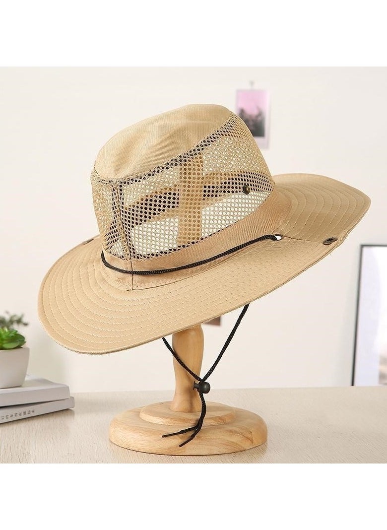 Goolsky 1pc Unisex Plain Color Breathable Mesh Bucket Hat, Sun Protection Adjustable Wide Brim Hat, Suitable For Summer Outdoor Activities  - Image 5