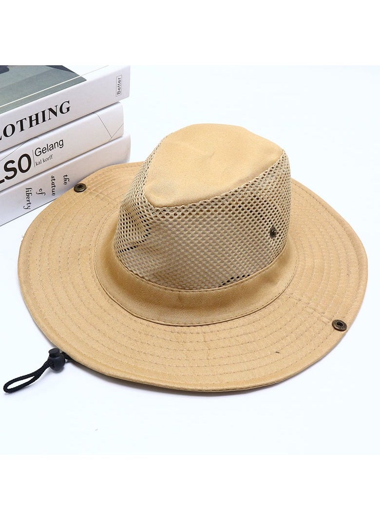 Goolsky 1pc Unisex Plain Color Breathable Mesh Bucket Hat, Sun Protection Adjustable Wide Brim Hat, Suitable For Summer Outdoor Activities  - Image 1