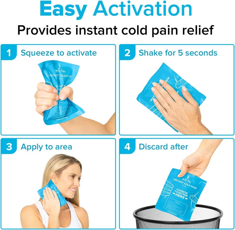 Arctic Flex Instant Ice Cold Pack 5 x 6 24 Pack Portable Disposable Ice Packs for Injuries Sports Travel Bulk Single Use Emergency Quick Cold Compress First Aid Breakable Cold Treatment - Image 3