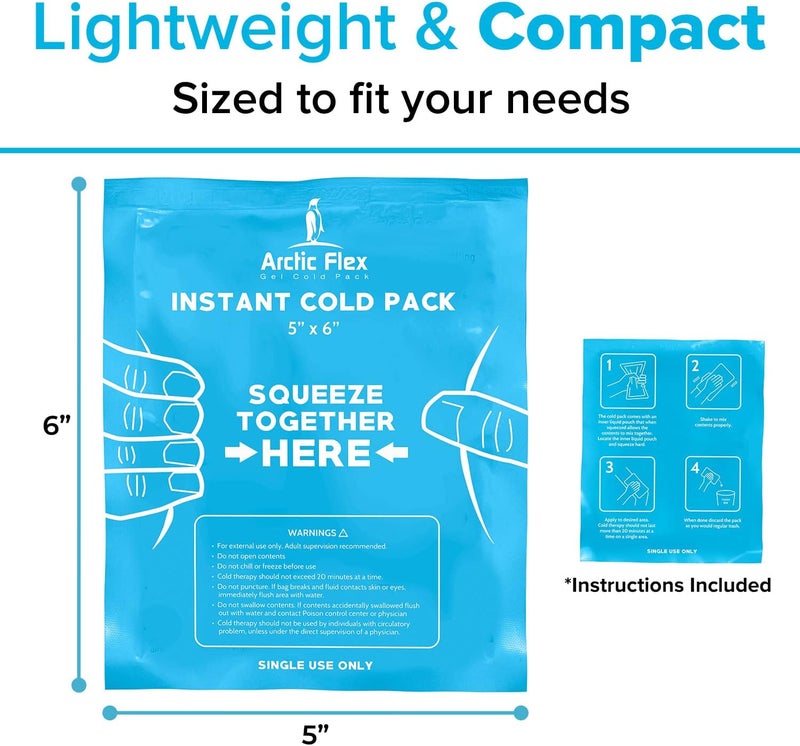 Arctic Flex Instant Ice Cold Pack 5 x 6 24 Pack Portable Disposable Ice Packs for Injuries Sports Travel Bulk Single Use Emergency Quick Cold Compress First Aid Breakable Cold Treatment - Image 5