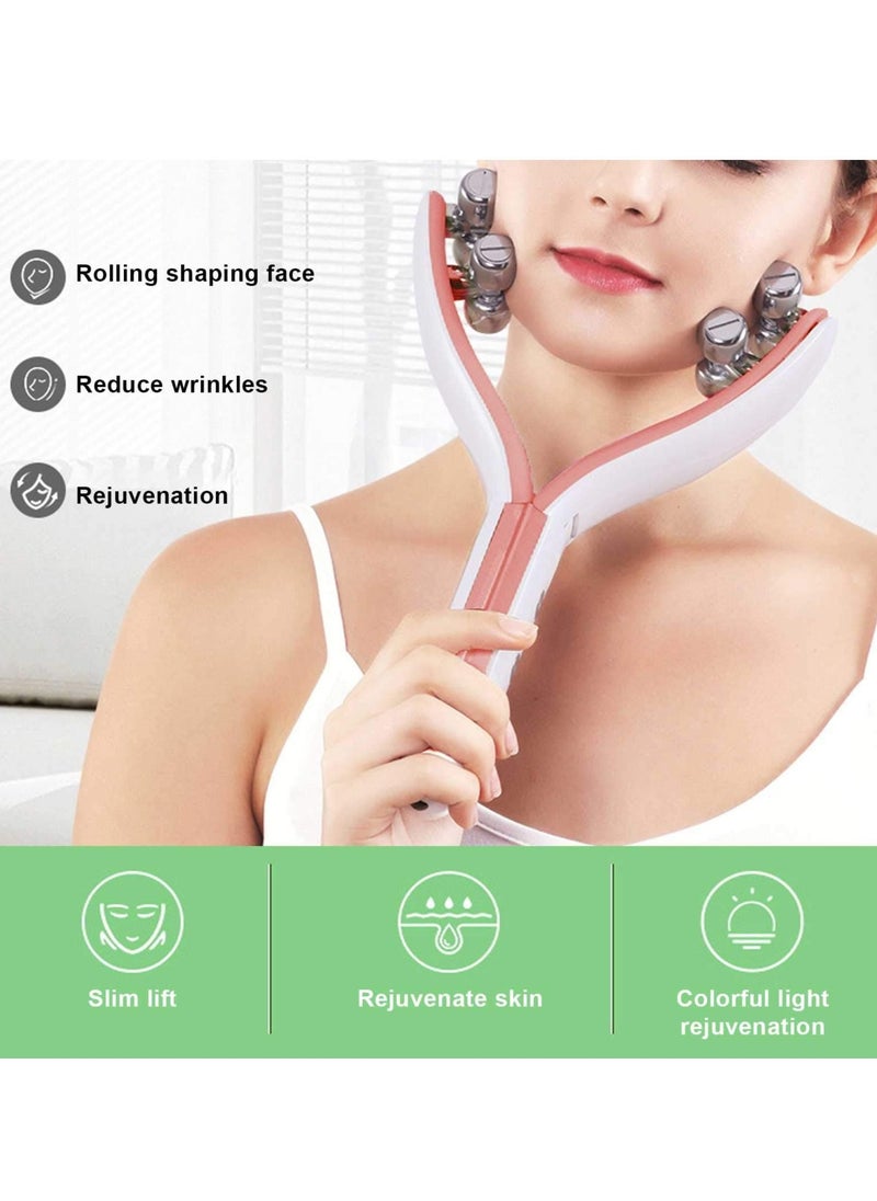 KASTWAVE جهاز تدليك الوجه 3 في 1، جهاز شد الوجه، RF EMS وY Shape V Roller لمكافحة التجاعيد وشد البشرة وتقويتها  - Image 5