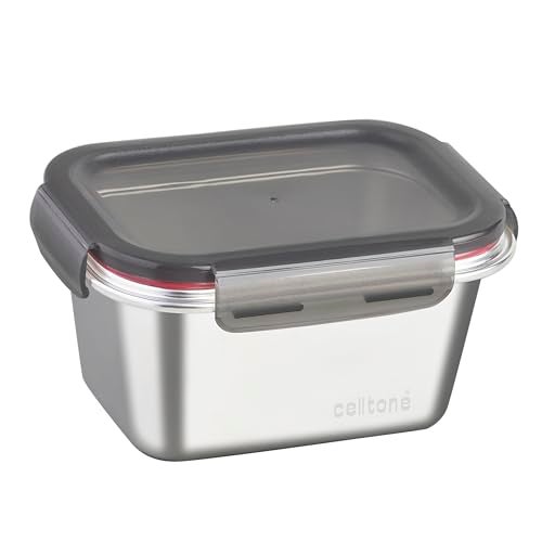 Celltone Fridge to Oven Microwave Safe Stainless Steel Reusable Food Storage Containers with Leak-Proof and Airtight Lids (Rectangle 550 ML) - Image 1
