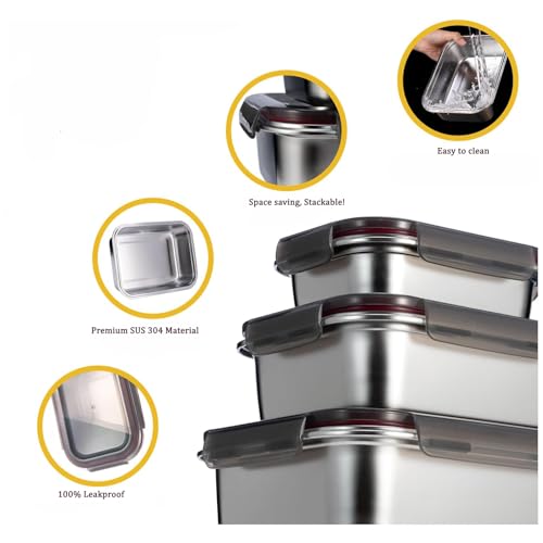Celltone Fridge to Oven Microwave Safe Stainless Steel Reusable Food Storage Containers with Leak-Proof and Airtight Lids (Rectangle 550 ML) - Image 3