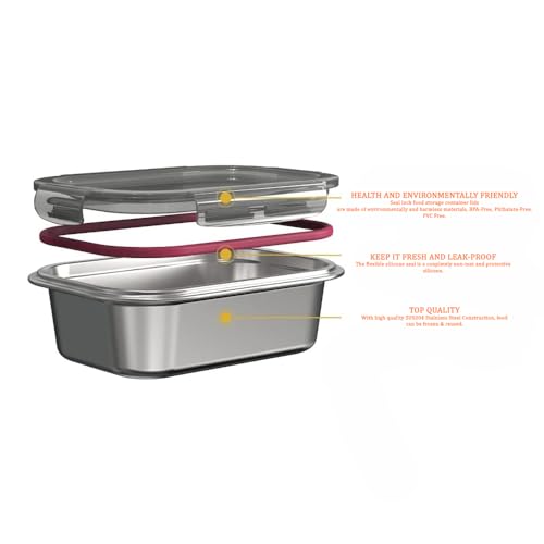 Celltone Fridge to Oven Microwave Safe Stainless Steel Reusable Food Storage Containers with Leak-Proof and Airtight Lids (Rectangle 550 ML) - Image 5