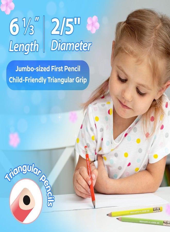 REDVANTA Pre-sharpened Jumbo Pencils #2 for Toddlers, Triangular Fat pencils with Erasers for Preschoolers, Beginners, Kindergarten, School 12 Count - Image 4