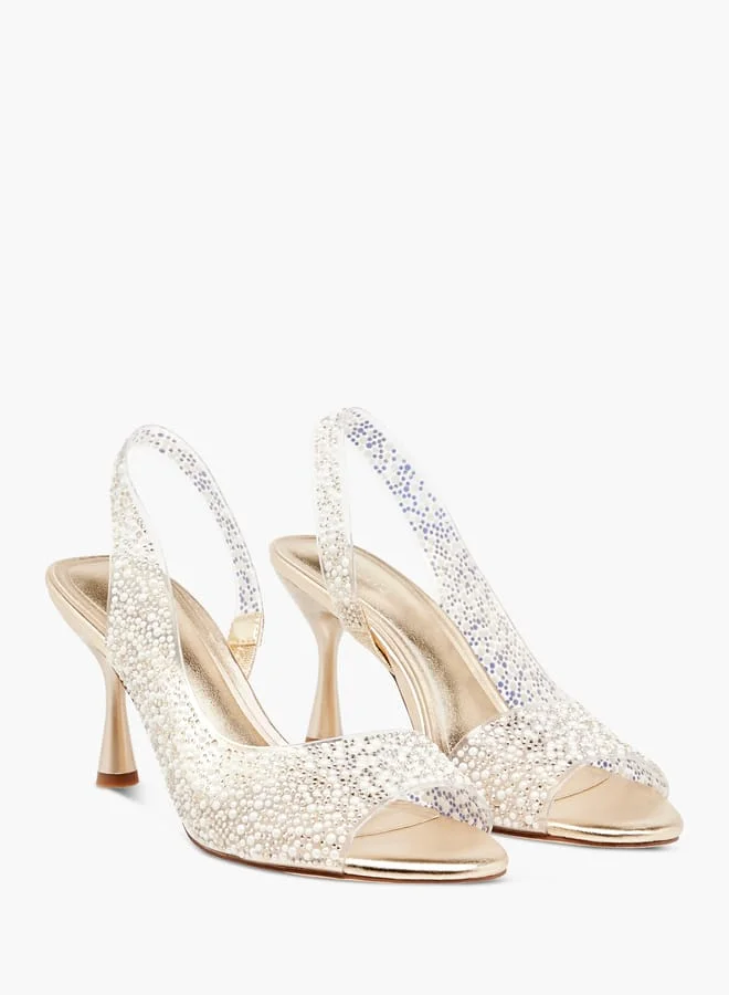 سيليست صنادل نسائية بحزام خلفي وكعب عريض مزخرف