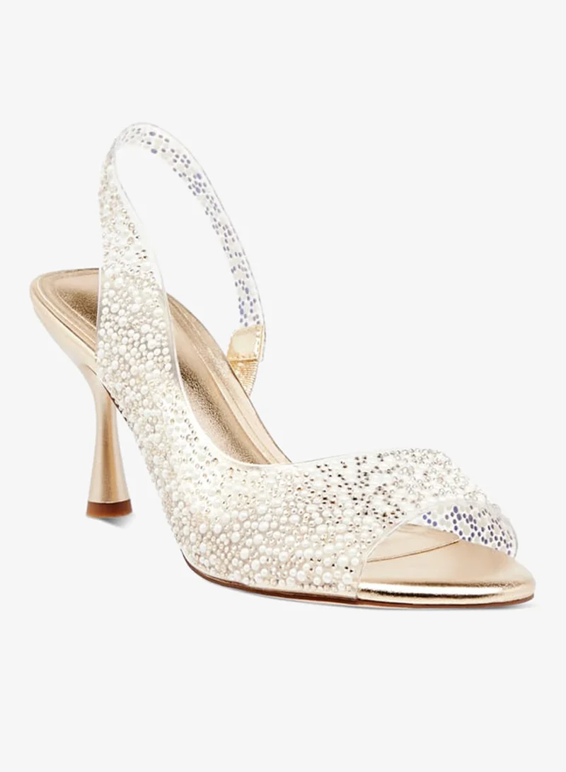 Celeste Womens Embellished Slingback Sandals With Flared Heels Ramadan Collection