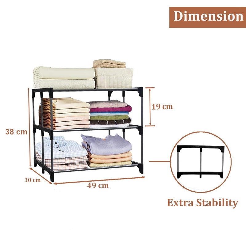 SANAMSTORE Multipurpose Heavy Duty Metal BookShoeCloth Rack for Anywhere Use 3 Layer - Image 2
