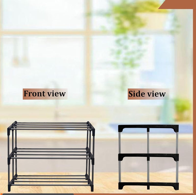 SANAMSTORE Multipurpose Heavy Duty Metal BookShoeCloth Rack for Anywhere Use 3 Layer - Image 5