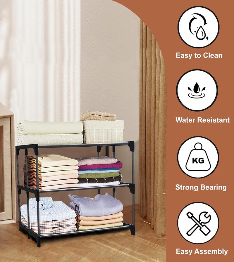 SANAMSTORE Multipurpose Heavy Duty Metal BookShoeCloth Rack for Anywhere Use 3 Layer - Image 3