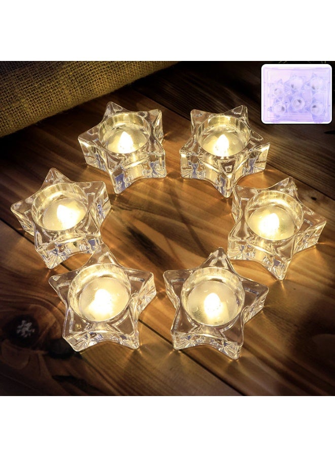 شمعة  على شكل نجمة خماسية لتزيين طاولة الحفلات المنزلي عديمة اللهب تعمل بالبطاريات زينه كريسماس او رمضان عدد 3 - Image 1