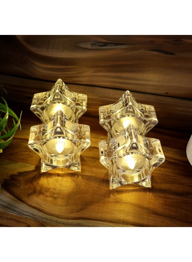 شمعة  على شكل نجمة خماسية لتزيين طاولة الحفلات المنزلي عديمة اللهب تعمل بالبطاريات زينه كريسماس او رمضان عدد 3 - Image 2