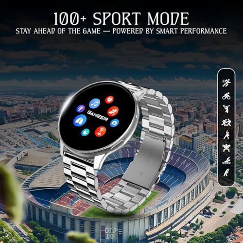 GameSir Active 2 Smart Watch AMOLED Display 1.3" Screen, 360 * 360 Resolution, IP68 Waterproof with Multiple Watch Faces Bluetooth Calling Metal Chain Round Dial Smartwatch for Men & Women (Grey) - Image 5