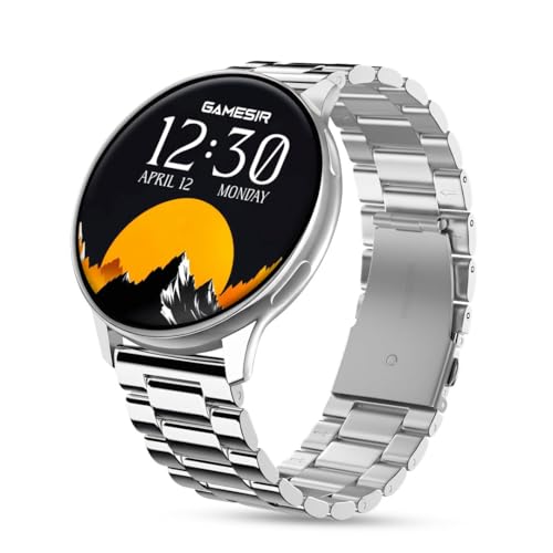 GameSir Active 2 Smart Watch AMOLED Display 1.3" Screen, 360 * 360 Resolution, IP68 Waterproof with Multiple Watch Faces Bluetooth Calling Metal Chain Round Dial Smartwatch for Men & Women (Grey) - Image 1