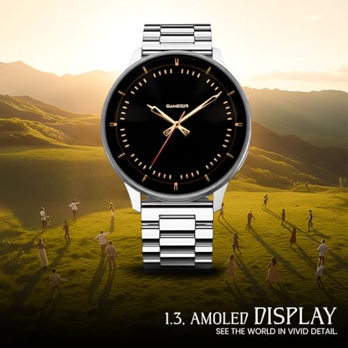 GameSir Active 2 Smart Watch AMOLED Display 1.3" Screen, 360 * 360 Resolution, IP68 Waterproof with Multiple Watch Faces Bluetooth Calling Metal Chain Round Dial Smartwatch for Men & Women (Grey) - Image 2