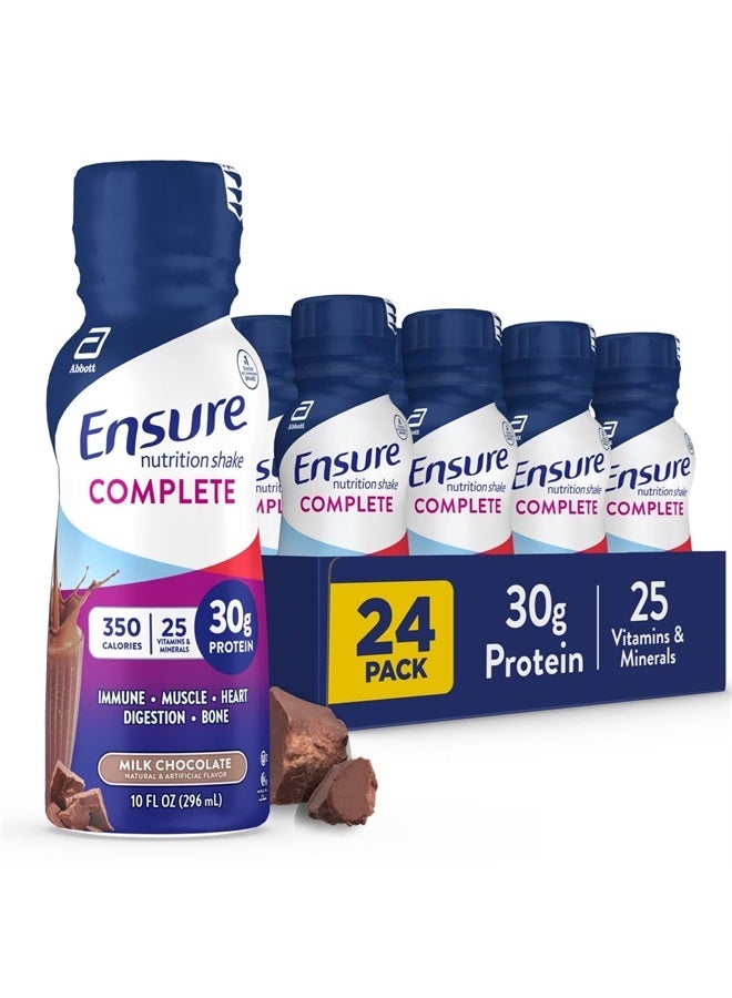 Ensure مشروب تغذية كامل، 30 جرام من البروتين، مشروب استبدال الوجبات، مع مغذيات لصحة المناعة، شوكولاتة، 10 أونصة سائلة (عبوة من 24) - Image 1