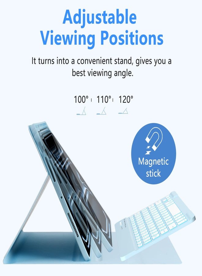 MMK for iPad Pro 11 inch Case with Keyboard 2024, for iPad 11 Pro Case with Keyboard Case (A3006 A2837 A2836) with Backlit BT Keyboard, for iPad Pro Keyboard Case 11 inch with Pencil Holder-Blue - Image 4