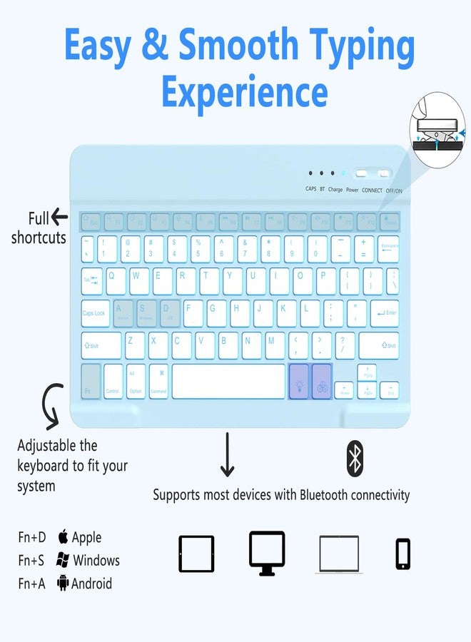 MMK for iPad Pro 11 inch Case with Keyboard 2024, for iPad 11 Pro Case with Keyboard Case (A3006 A2837 A2836) with Backlit BT Keyboard, for iPad Pro Keyboard Case 11 inch with Pencil Holder-Blue - Image 5