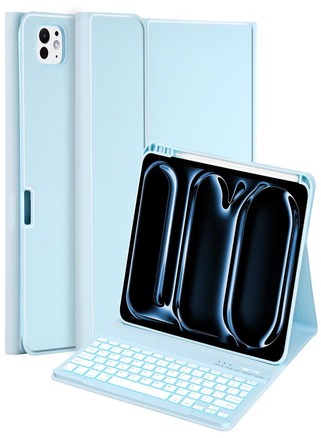 MMK for iPad Pro 11 inch Case with Keyboard 2024, for iPad 11 Pro Case with Keyboard Case (A3006 A2837 A2836) with Backlit BT Keyboard, for iPad Pro Keyboard Case 11 inch with Pencil Holder-Blue - Image 1