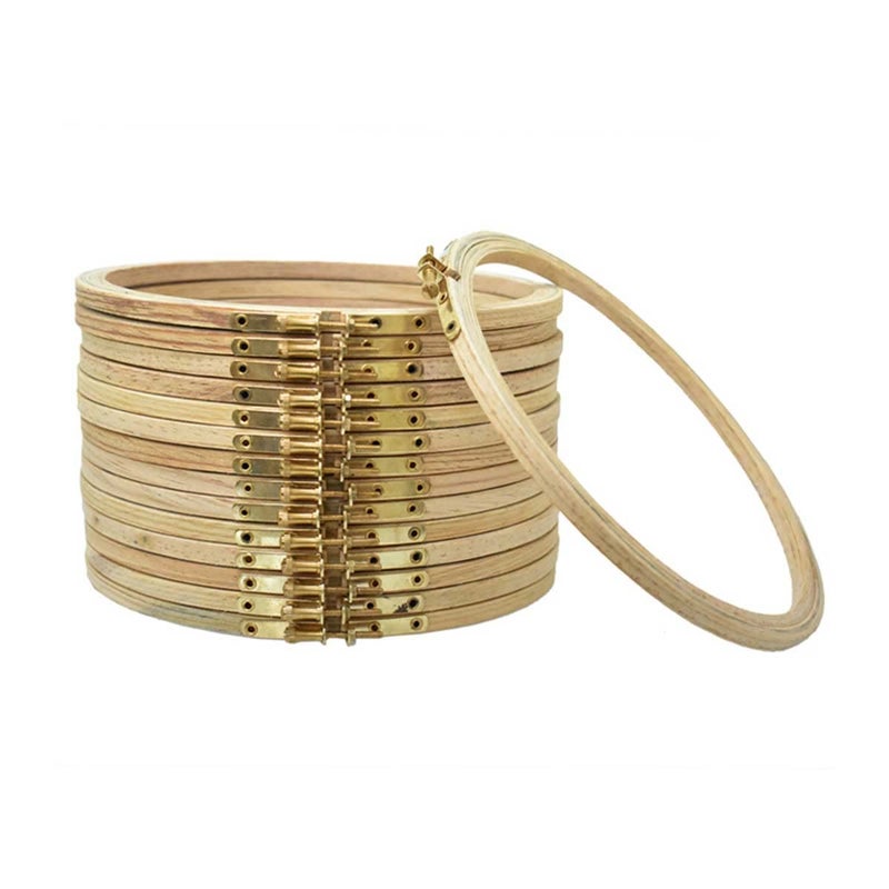 Embroiderymaterial 8 Inch Round Wooden Embroidery Hoop with Brass Metal Screw-1 Hoop - Image 1