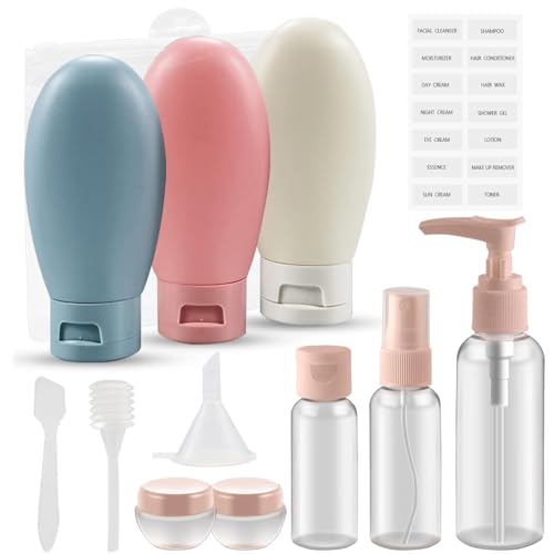 Tusmad 11 Pcs Travel Bottles Set – 60ml Refillable Toiletry Containers for Women, Portable Shampoo, Lotion, Cream & Handwash Bottles – Leakproof Travel Accessories for Toiletries & Essentials - Image 1