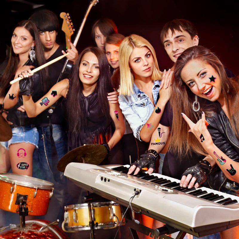 Maitys 288 Pcs Temporary Tattoos - Mixed Style Hand Wrist Body Art for Kids - Disco Tattoo Stickers for Children's Music Theme Party Supplies - Boys & Girls Birthday Gifts - Image 5