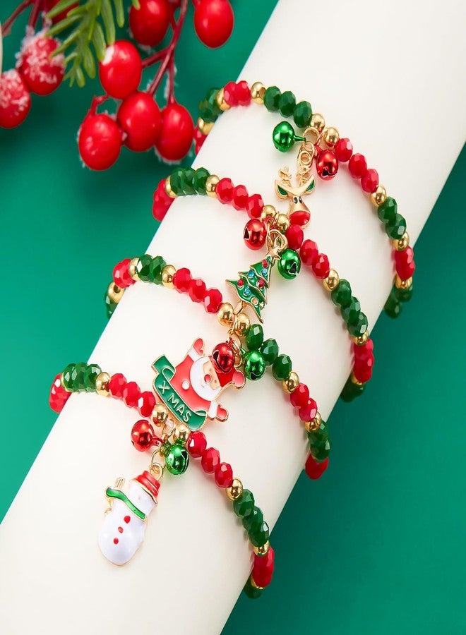 Nanafast Christmas Bracelet Set Santa Claus Snowflake Christmas Tree Beaded Stretch Bracelet for Women Thanksgiving Xmas Party Gifts Bell - Image 2