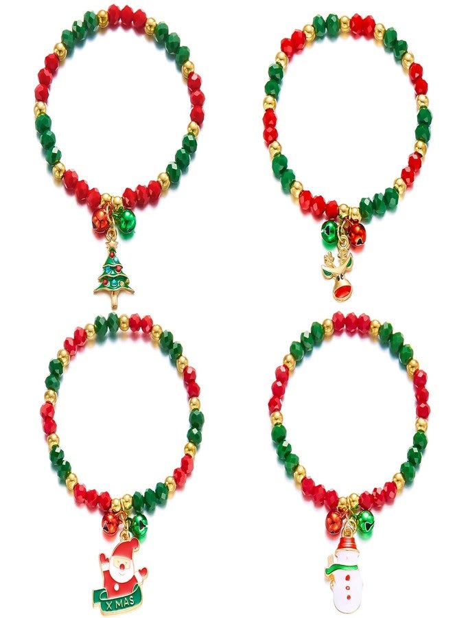 Nanafast Christmas Bracelet Set Santa Claus Snowflake Christmas Tree Beaded Stretch Bracelet for Women Thanksgiving Xmas Party Gifts Bell - Image 1