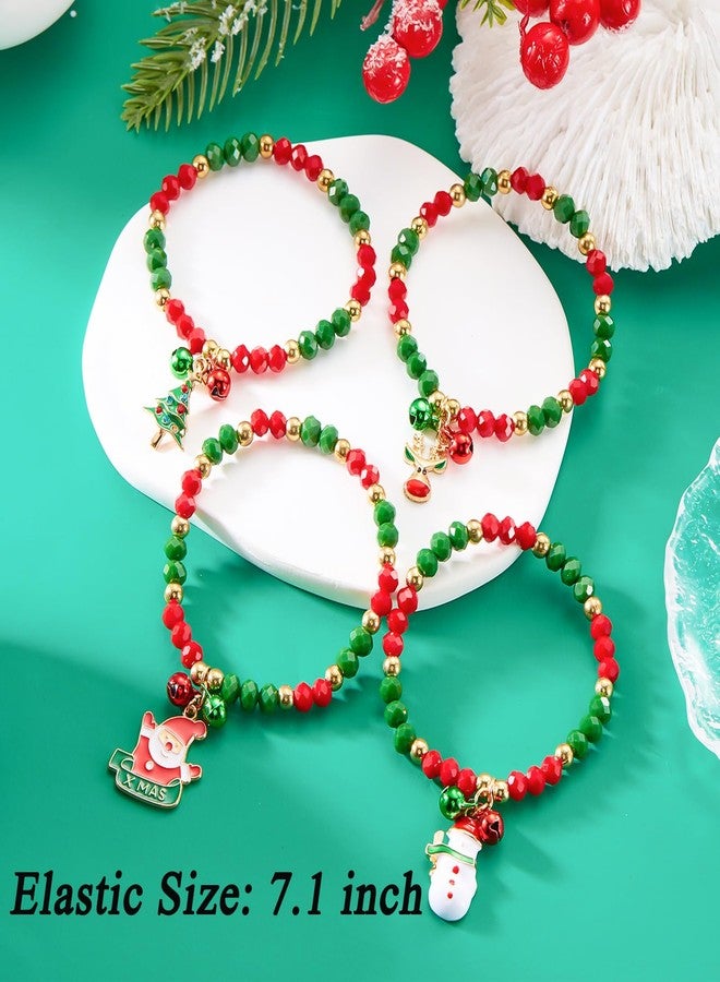 Nanafast Christmas Bracelet Set Santa Claus Snowflake Christmas Tree Beaded Stretch Bracelet for Women Thanksgiving Xmas Party Gifts Bell - Image 3