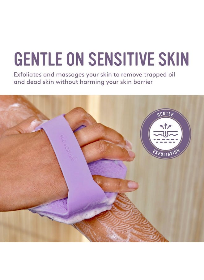 Sud Scrub Sud Scrub® Antimicrobial Silicone Body Scrubber, Exfoliating Body Scrubber for Sensitive Skin, Eco Friendly Shower Scrubber for Body, Silicone Body Brush for Showering, Purple  - Image 3