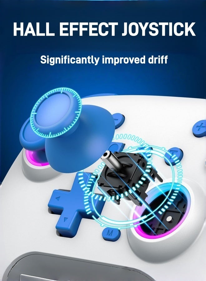 CoolRabbie RGB Wireless Switch Controller for Nintendo Switch 2,Switch Pro Controller for Switch/OLED/Lite/PC/Steam Deck/TV,Gamepad Hall Effect Joystick Trigger with 7 Colors LED Light/3-level TURBO Adjustable,4-Speed Dual Vibration,Support Wake Up and Gyro Axis Motion - Image 3