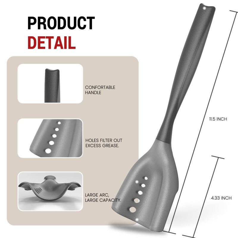 PGYARD Mincing Spatula Meat Chopper, Hamburger Grinder, Premium Heat Resistant Smasher for Ground Beef, Potato Mix Tool, Meat & Poultry Tenderizers-Black - Image 3