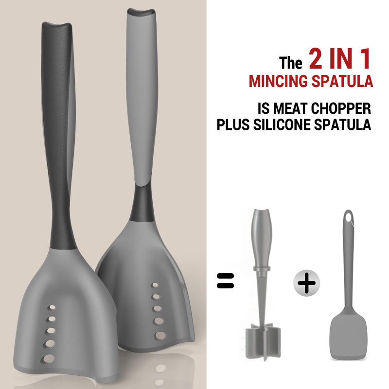 PGYARD Mincing Spatula Meat Chopper, Hamburger Grinder, Premium Heat Resistant Smasher for Ground Beef, Potato Mix Tool, Meat & Poultry Tenderizers-Black - Image 2