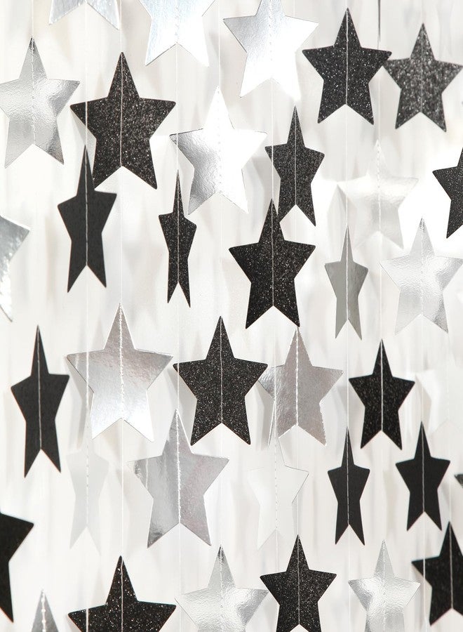 Hugtmr Black-Silver Birthday Graduation Party-Decorations Garland - 62ft Glitter Twinkle Little Star Hanging Streamers Banner Decor,Bachelorette Wedding Baby Bridal Shower New Years Supplies Backdrop Hugtmr - Image 1