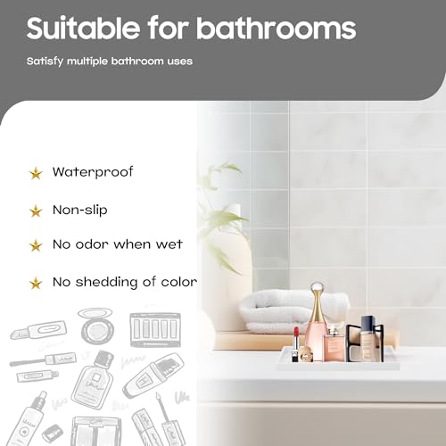 Mriluvy Vanity and Bathroom Tray, 7.7" ABS Countertop Organizer,Waterproof Vanity Tray for Toilet Tank,Perfume,Soap,Keys,Bathroom Accessories,Kitchen and Bath Trays,Non Slip Small Trays,White - Image 2