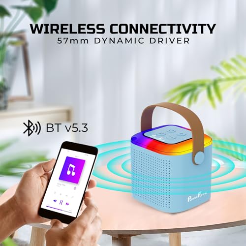 PunnkFunnk JollyBeats Wireless Mini Karaoke Speaker with Dual Mic RGB Lights & Voice Effects 10W Powerful Sound Bluetooth 5.3 10H Playtime Multi-Play Modes Type-C Fast Charging(Blue) - Image 3