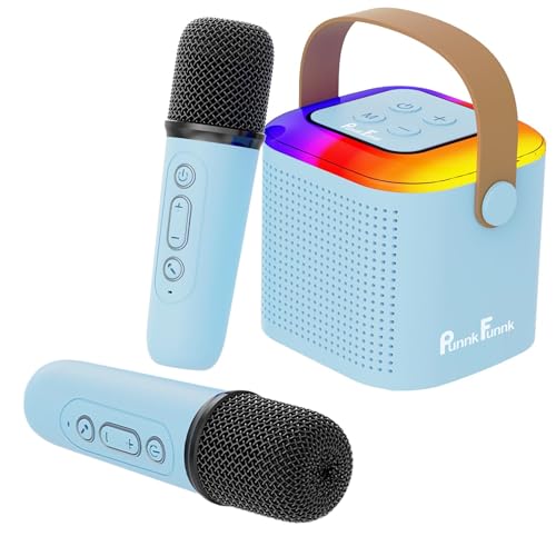 PunnkFunnk JollyBeats Wireless Mini Karaoke Speaker with Dual Mic RGB Lights & Voice Effects 10W Powerful Sound Bluetooth 5.3 10H Playtime Multi-Play Modes Type-C Fast Charging(Blue) - Image 1