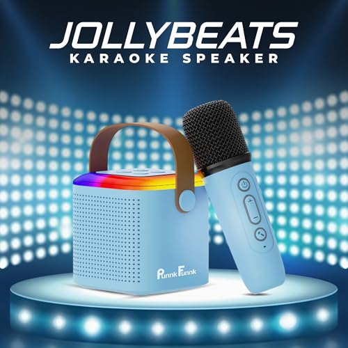 PunnkFunnk JollyBeats Wireless Mini Karaoke Speaker with Dual Mic RGB Lights & Voice Effects 10W Powerful Sound Bluetooth 5.3 10H Playtime Multi-Play Modes Type-C Fast Charging(Blue) - Image 2