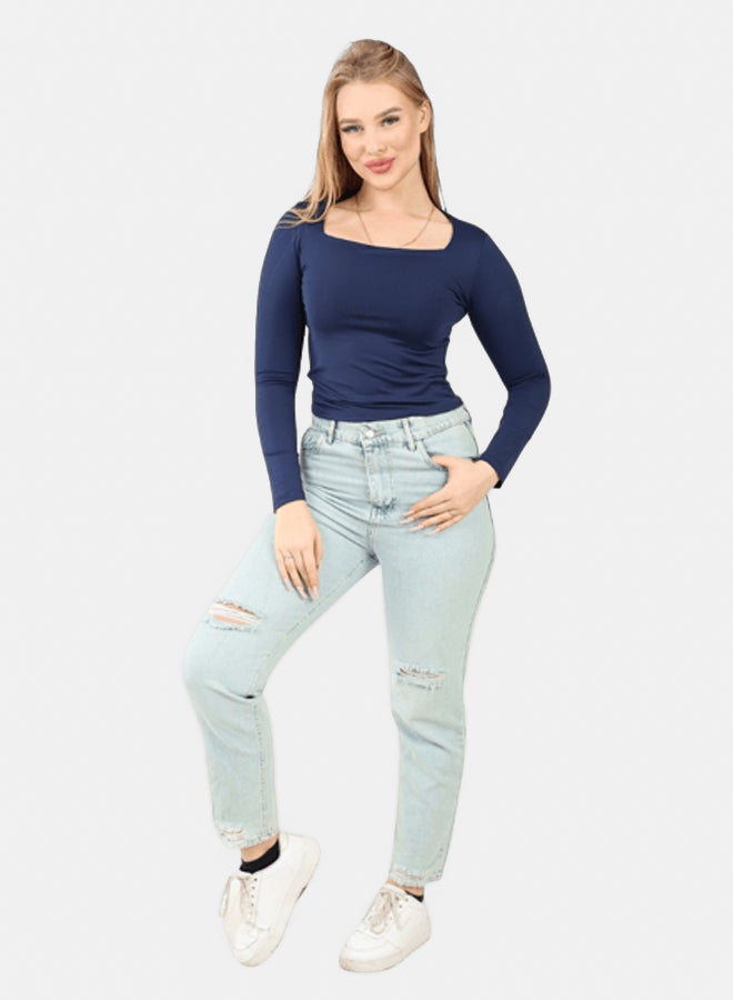 LAVEX Women Square Neck Long Sleeve Top - Image 1