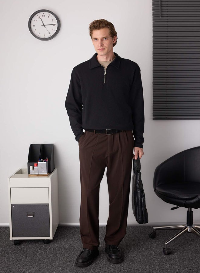 trendyol Black Oversize Polo Neck Plain Polo Neck TShirt/Sweatshirt - Image 2