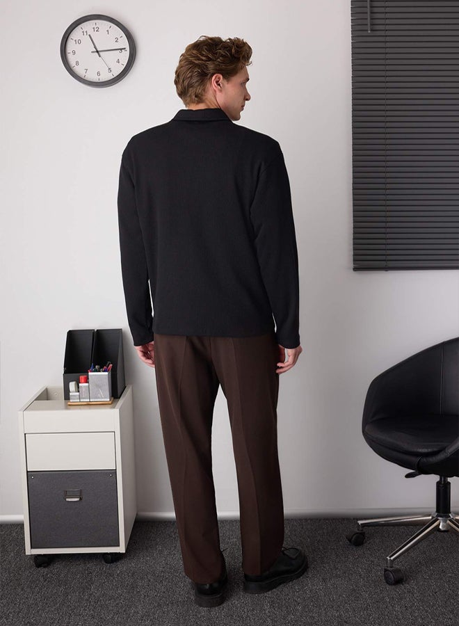 trendyol Black Oversize Polo Neck Plain Polo Neck TShirt/Sweatshirt - Image 4