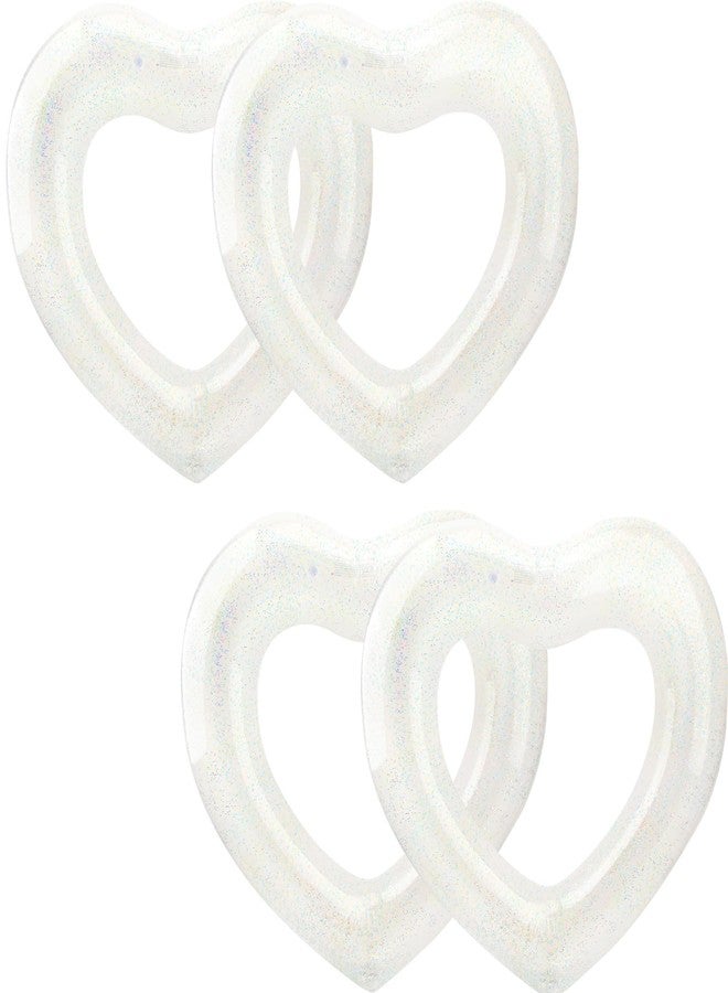 Sonarun 4 Pack Inflatable Swim Rings Float Heart Shaped Swimming Circle Pool Floats for Adults Pool Beach Party Supplies, 47.2 x 39.4 Inch - Image 1