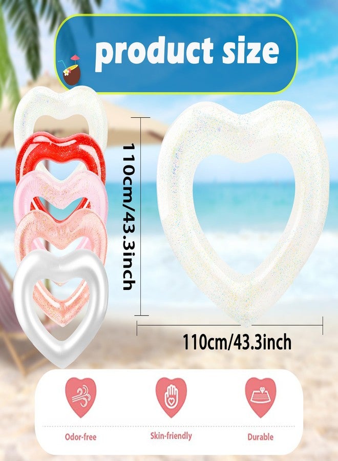 Sonarun 4 Pack Inflatable Swim Rings Float Heart Shaped Swimming Circle Pool Floats for Adults Pool Beach Party Supplies, 47.2 x 39.4 Inch - Image 2