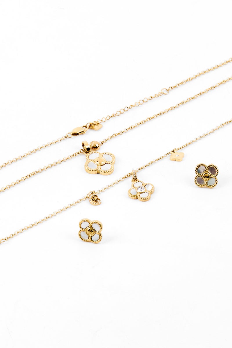 CERRUTI 1881 Women 3 Pcs Gold Plated Stainless Steel Floral Pendant Charm Necklace Set - Image 3