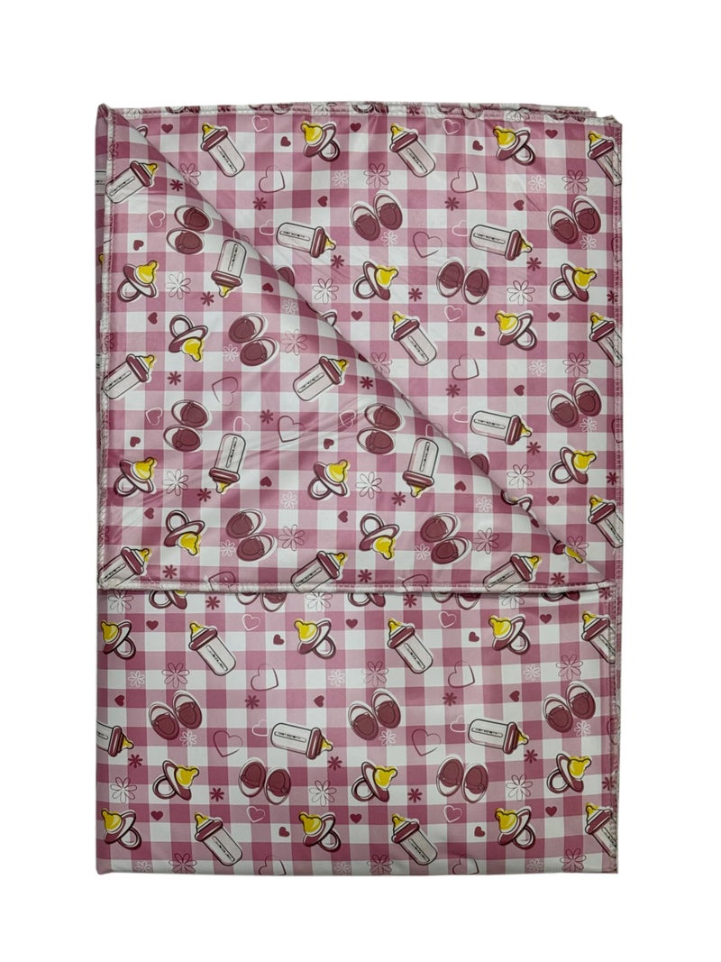 Ecosoft Baby Plastic Sheet / 3 Layer Bed Protector Waterproof for Baby/Bed Wetting Protector (Bottle Pink, 60 x 90 CM) - Image 2