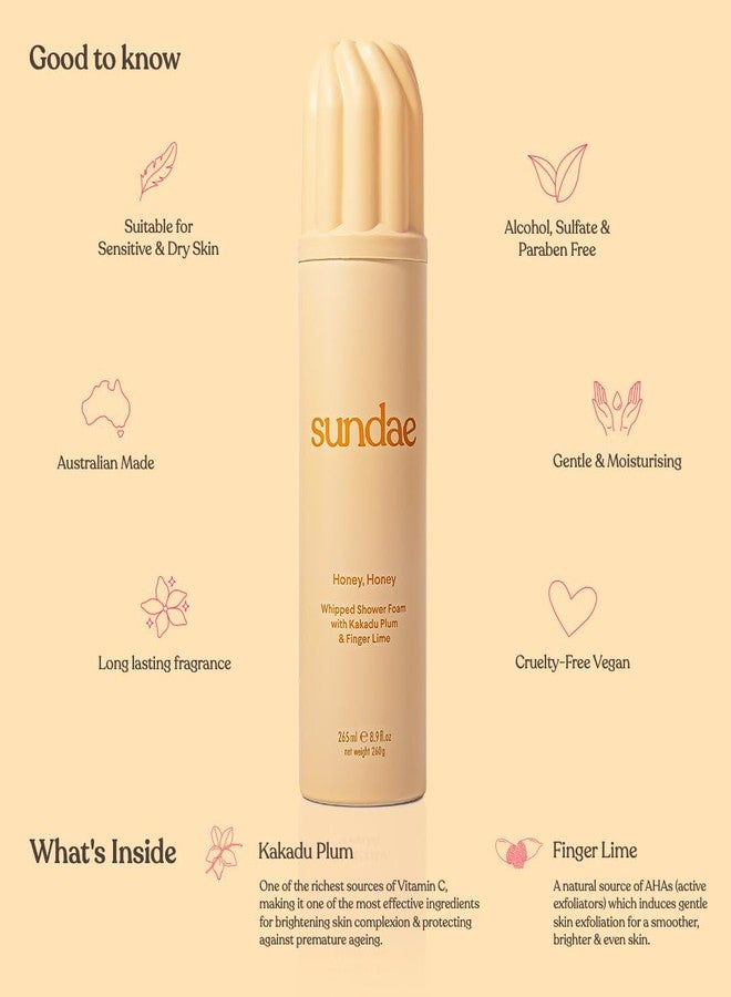 sundae Whipped Shower Foam Honey Honey Foaming Body Wash 8.9 fl oz, 265ml with Kakadu Plum & Finger Lime - Image 2